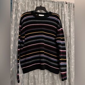 POPSUGAR Black Sweater with Multicolor Stripes